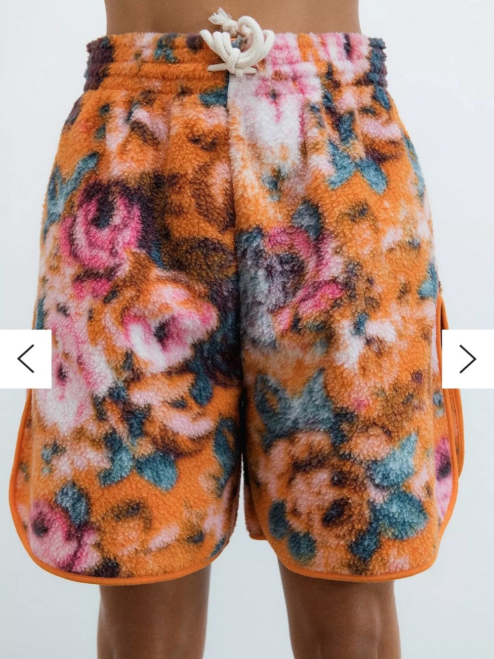 Urban Outfitters Orange Floral Teddy Shorts